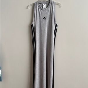 adidas Gray Sleeveless Maxi Dress with Black Side Stripes